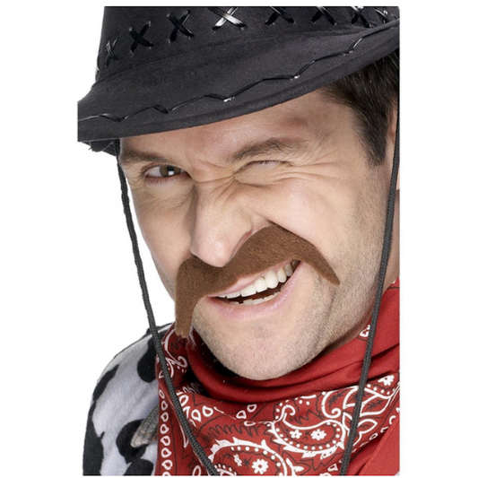 Cowboy Moustache Brown Fake Moustache Self Adhesive Costume Accessory