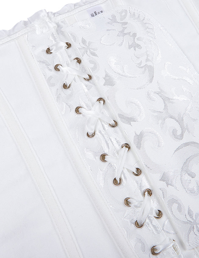 Corset BUSTIER White Brocade Sizes S to 6XL STUNNING for evening