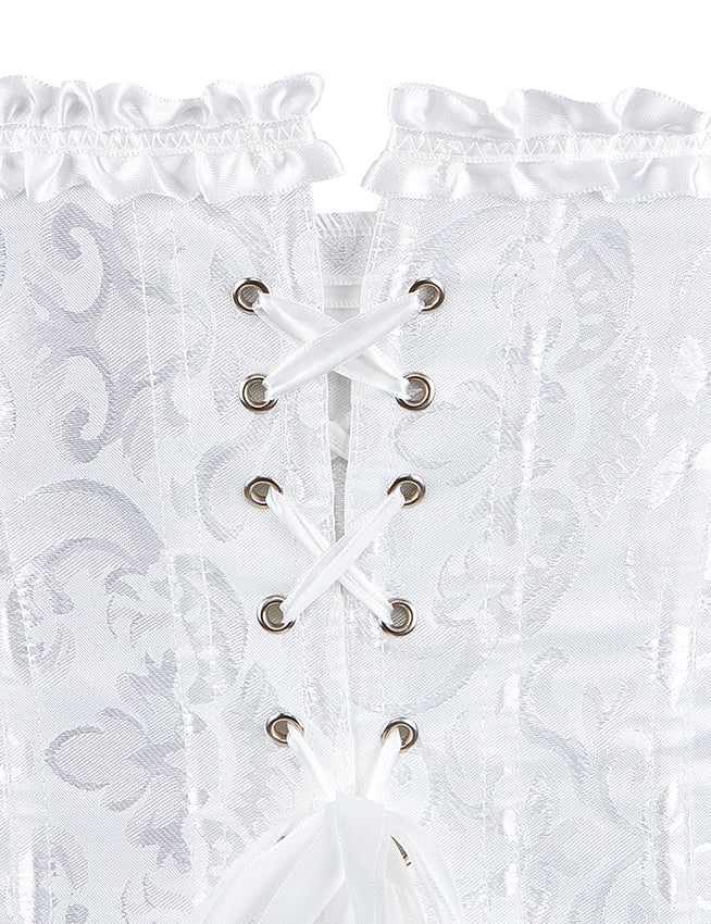 Corset BUSTIER White Brocade Sizes S to 6XL STUNNING for evening