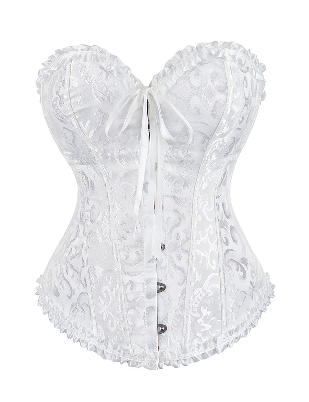 Corset BUSTIER White Brocade Sizes S to 6XL STUNNING for evening