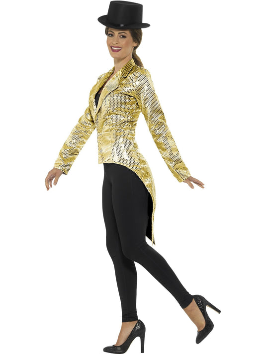 Gold Sequin Tailcoat Women's Cabaret Jazz Jacket