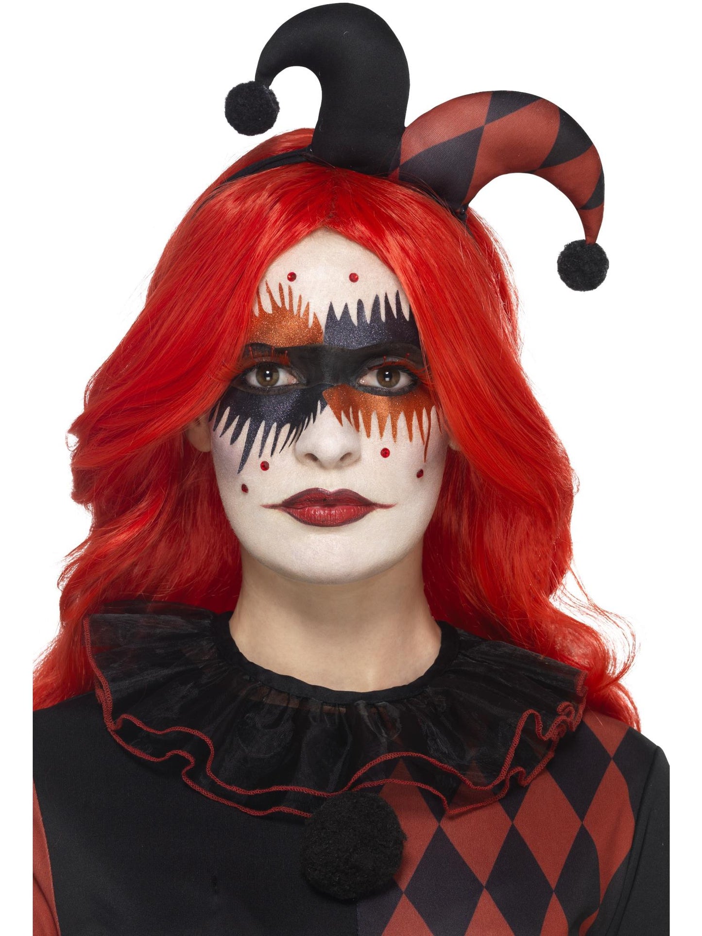 Harlequin Special FX Make up Kit, Aqua, Red Stickers, Lashes, Gems, Face Paints, Applicator