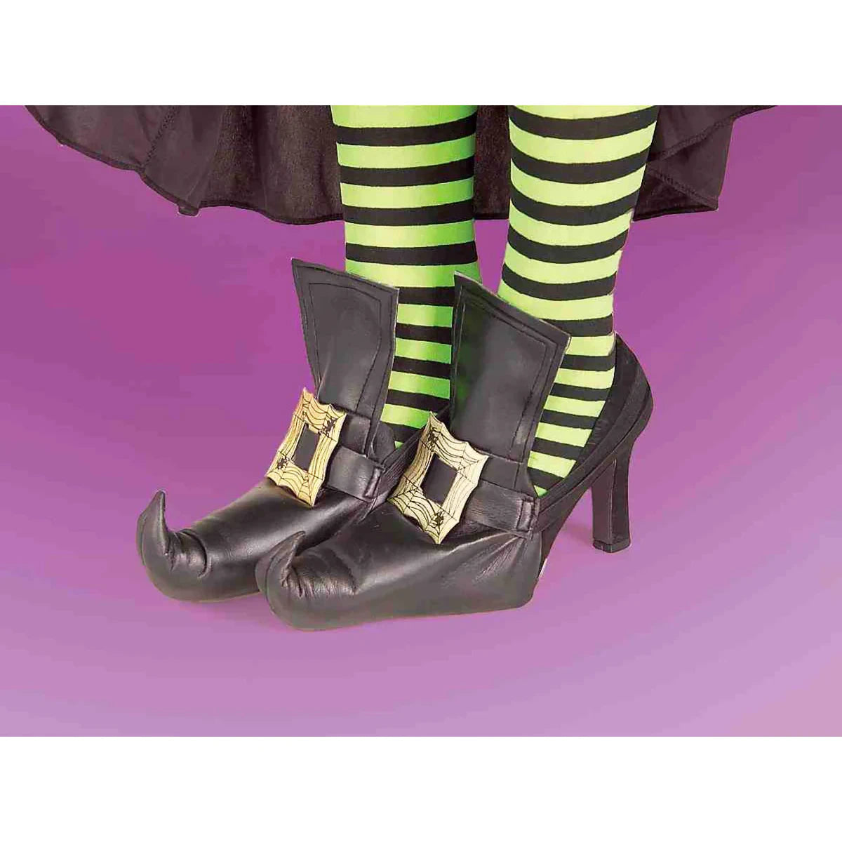 Witch Shoe covers black with gold buckle