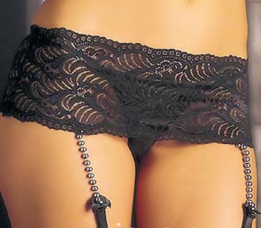 SUSPENDER garter belt Stretch Lace and bead detail Black Plus Sizes XL to XXXL