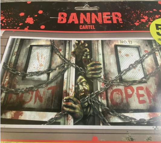 "Don't Open" Banner Halloween Party Decoration- Over 5ft Long 33.5" x 65"