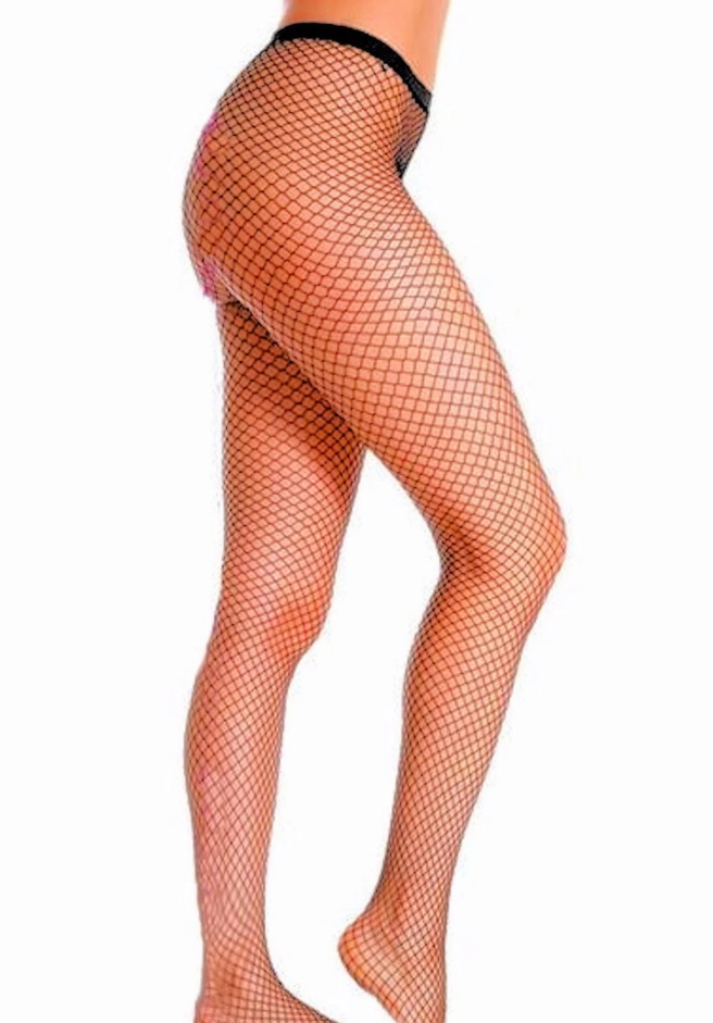 Fishnet Stockings Industrial Open Large Weave Pantyhose Black One Size fits 8-14