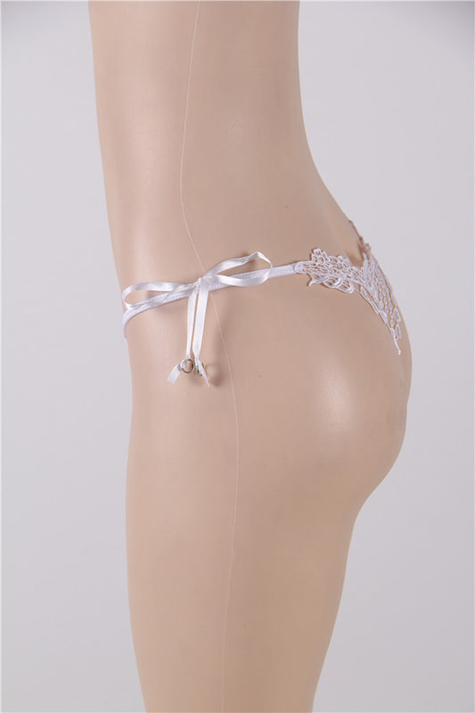 Venice Lace Thong WhiteG-string with Lace-up sides Women's Lingerie