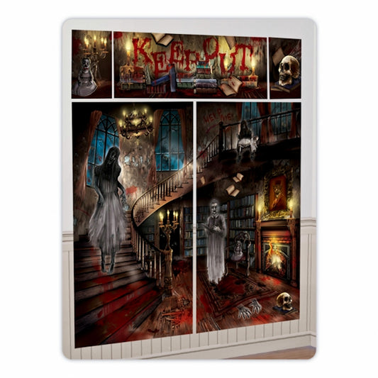 Haunted House Halloween Wall Decorating Kit Selfie Wall Prop 5 Giant Piece set