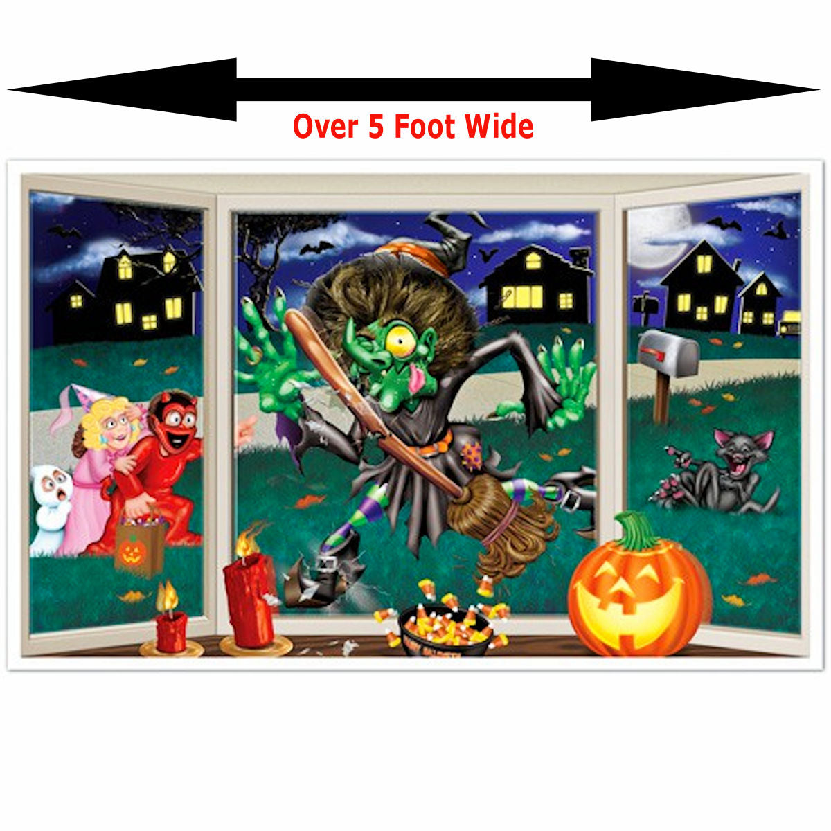 Halloween Wall Decoration Crashing Witch window prop 157cm