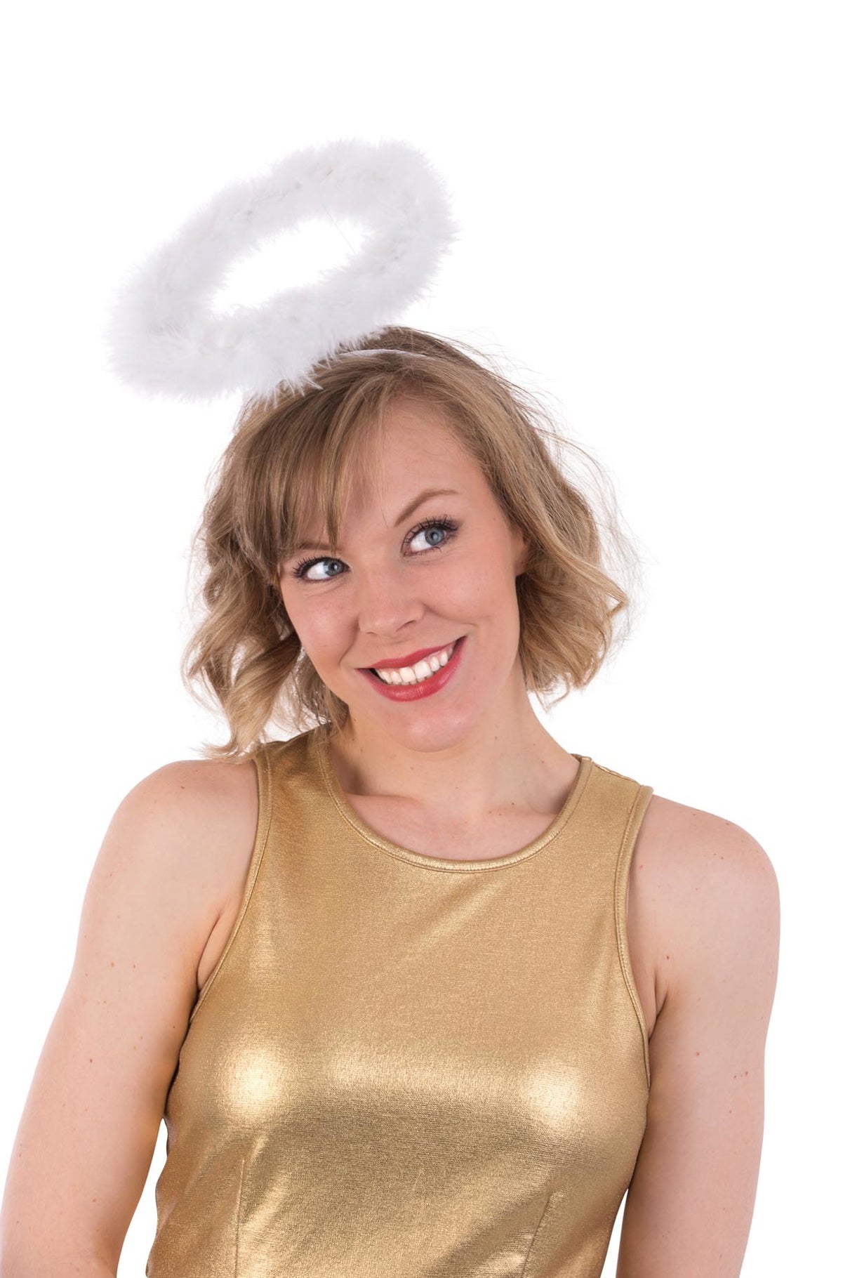 Large White Angel Halo Marabou on headband Costume accessory