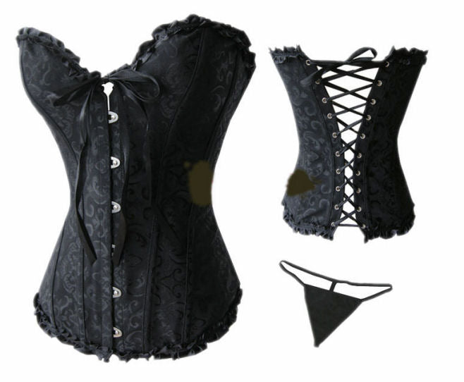 Corset BUSTIER Black Brocade Sizes S to 6XL STUNNING for evening