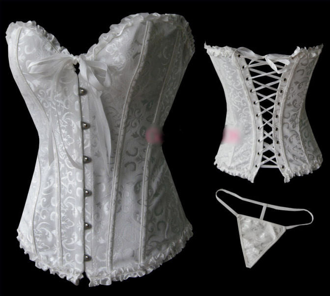 Corset BUSTIER White Brocade Sizes S to 6XL STUNNING for evening