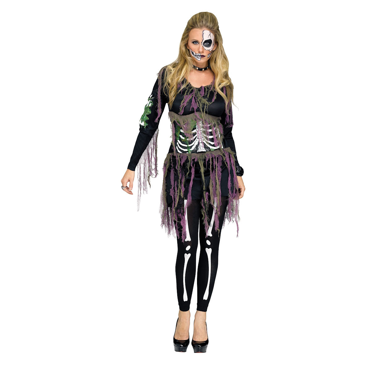 3D Skeleton Day of the Dead Halloween Women's Costume