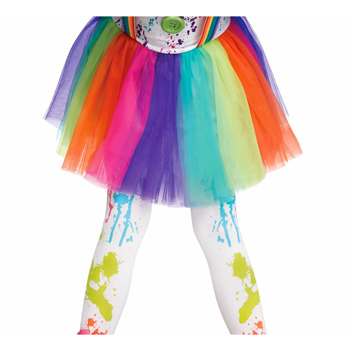 Crazy Colourful Happy Clown Girls Fancy Dress Costume with Hat