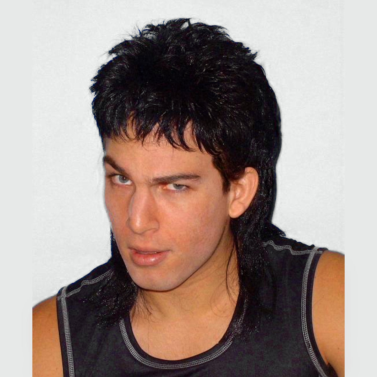 Mullet Wig Black Hair 70's 80's Bogan Men's Fancy Dress Costume Wig