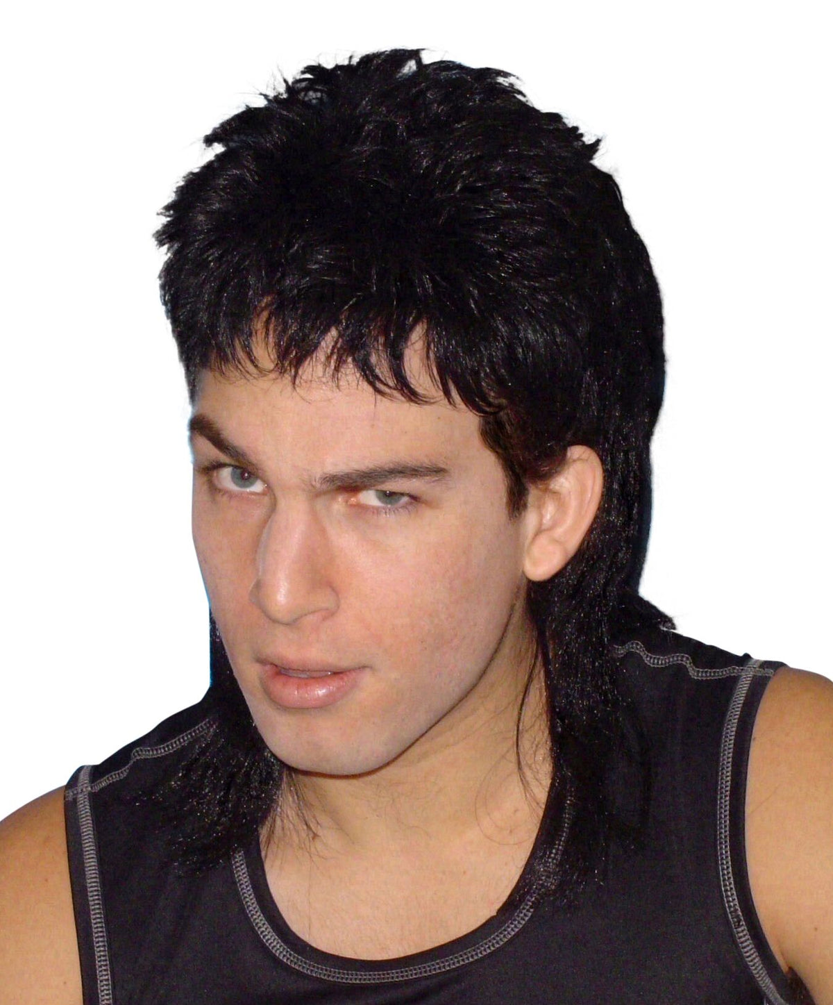 Mullet Wig Black Hair 70's 80's Bogan Men's Fancy Dress Costume Wig