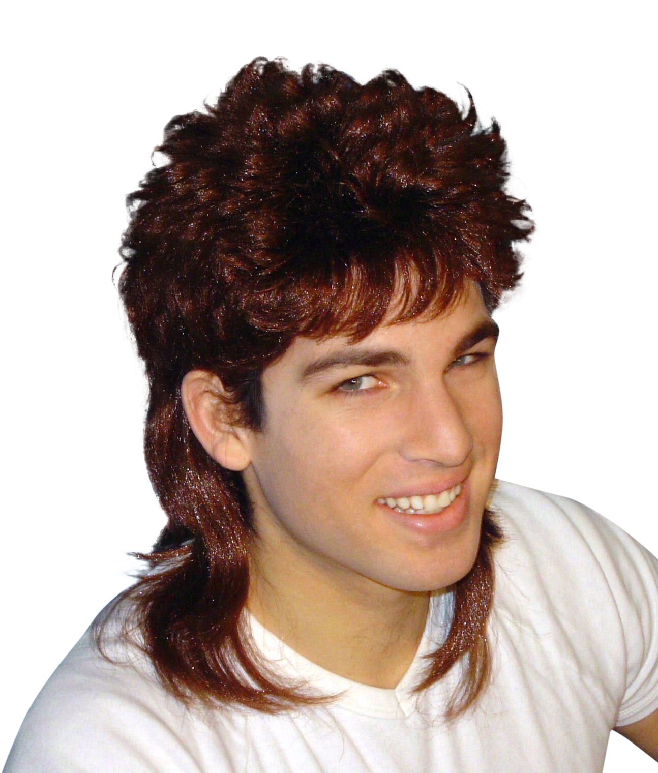 Mullet Wig Brown 70's 80's Bogan Men's Fancy Dress Costume Wig