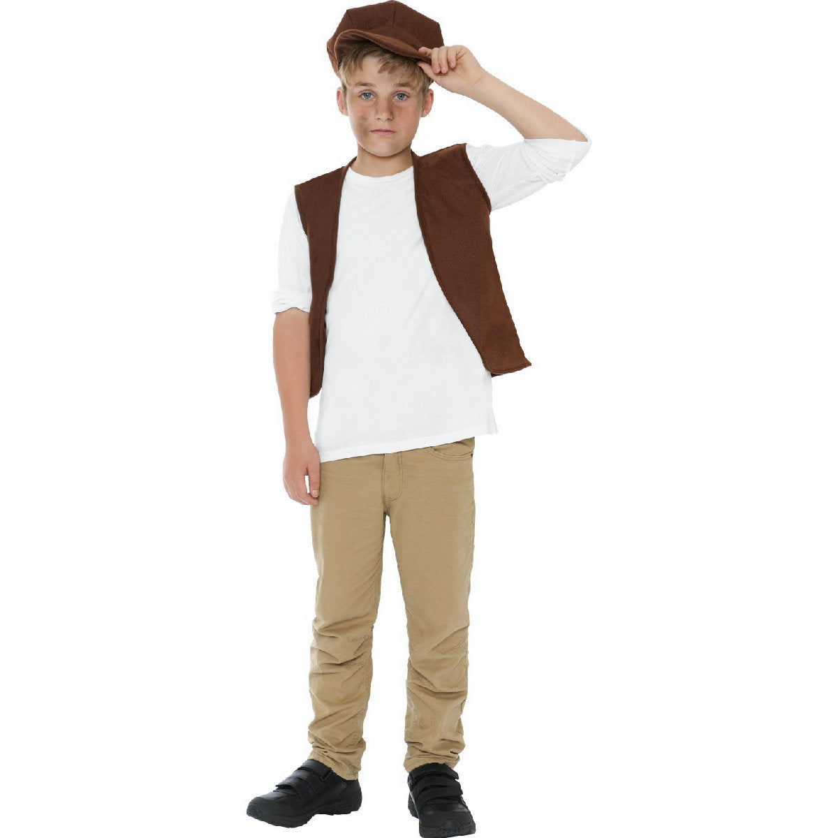 Victorian Urchin Street Boy Fancy Dress Costume Oliver Twist Waistcoat and Cap