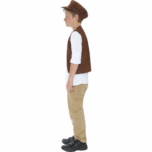 Victorian Urchin Street Boy Fancy Dress Costume Oliver Twist Waistcoat and Cap