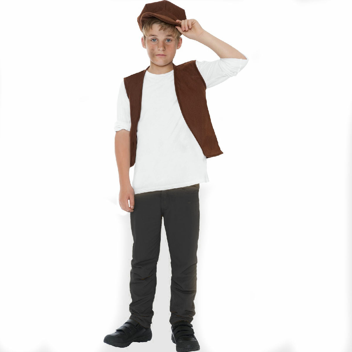 Victorian Urchin Street Boy Fancy Dress Costume Oliver Twist Waistcoat and Cap