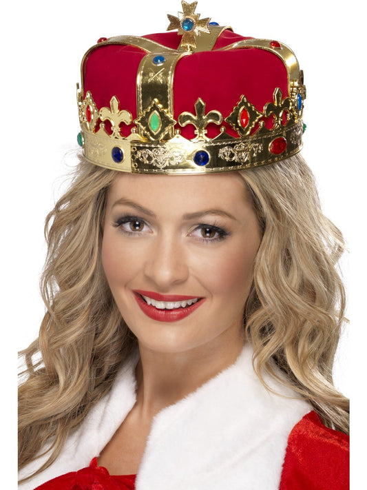 Gold Red Royal Crown King Queen Prince Costume Medieval Renaissance Adult