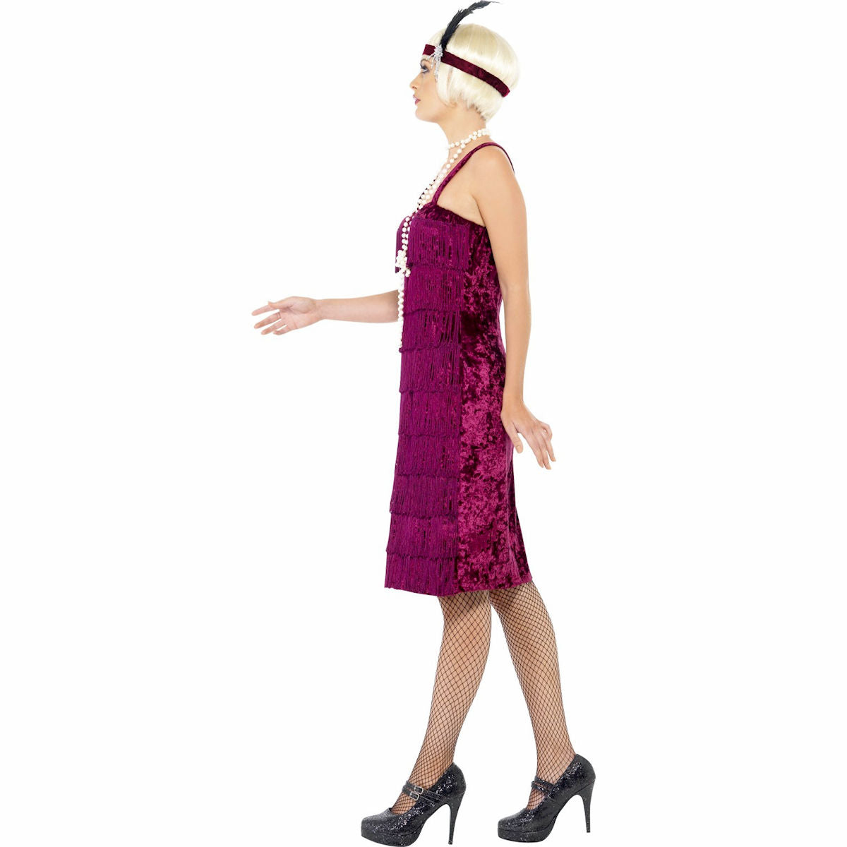 1920's Jazz Flapper Burgundy Plus Size Women's Costume Includes Headband