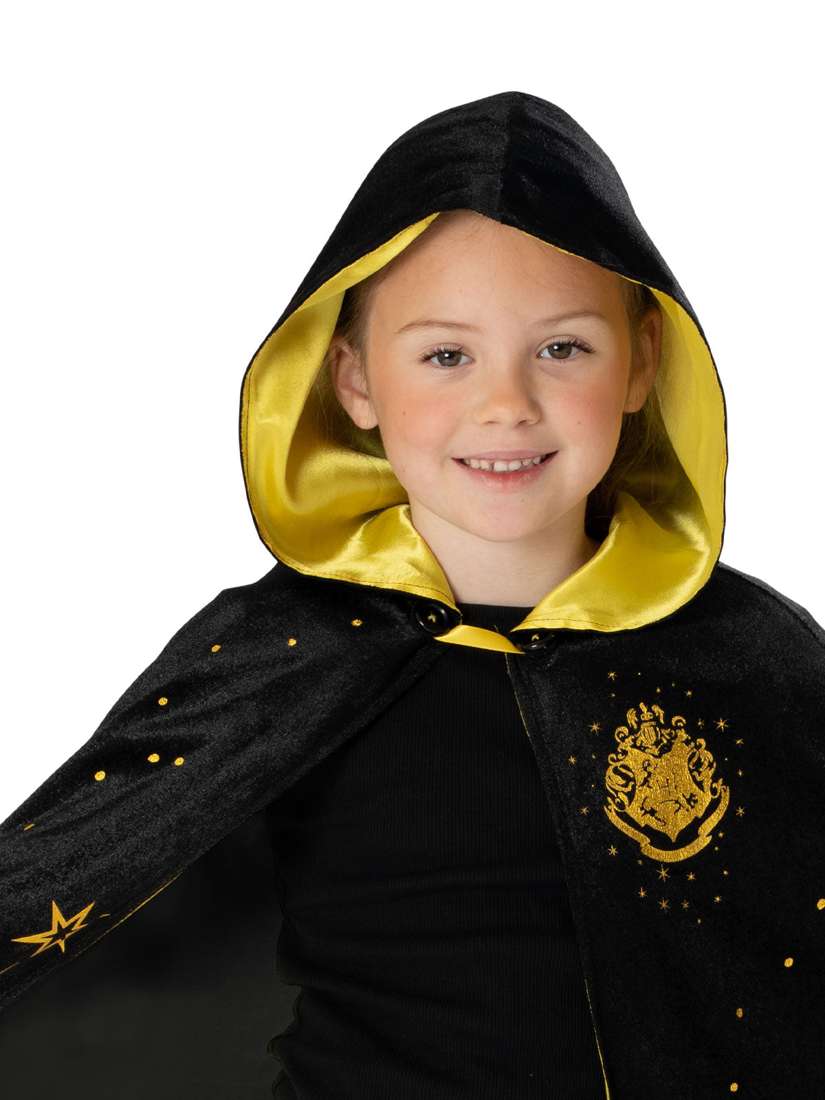 Hogwarts Child Black & Gold Hooded Robe Harry Potter Licensed