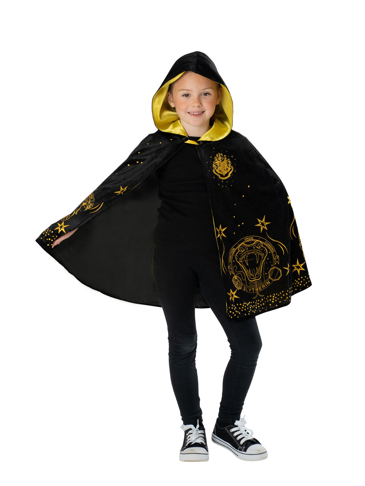 Hogwarts Child Black & Gold Hooded Robe Harry Potter Licensed