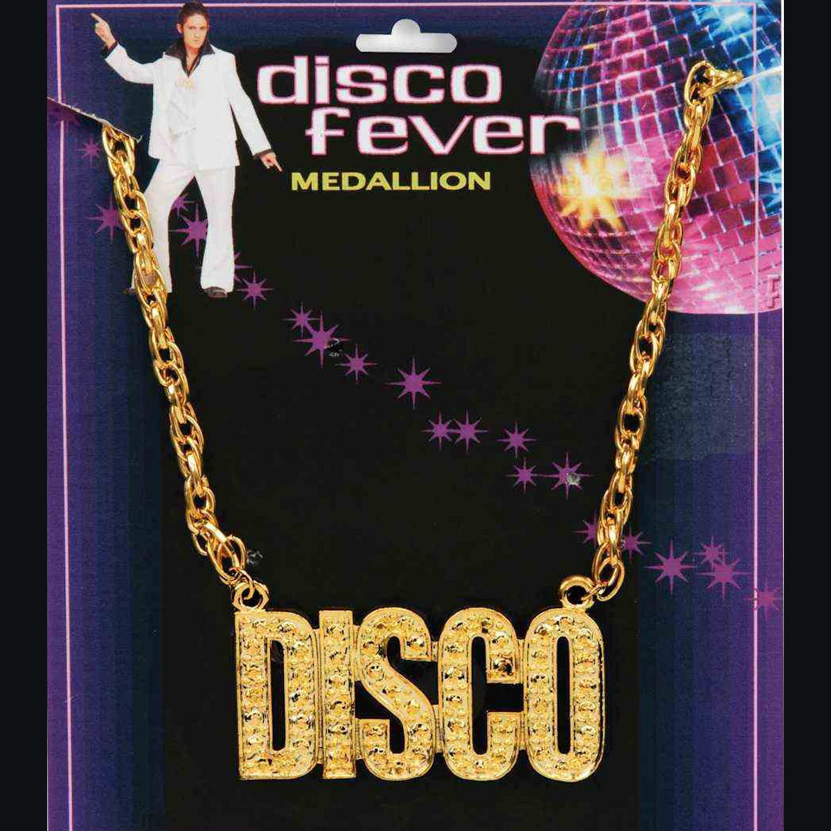 1970's DISCO Fever Gold Medallion with Chain Costume Accessory