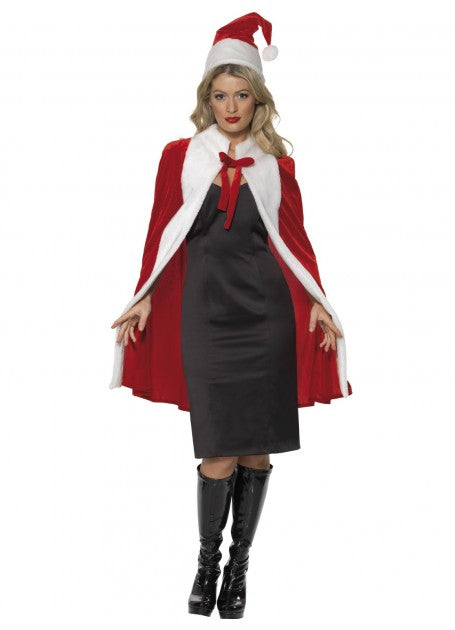 Red Cape Velvet with Hat Christmas Santa Cloak
