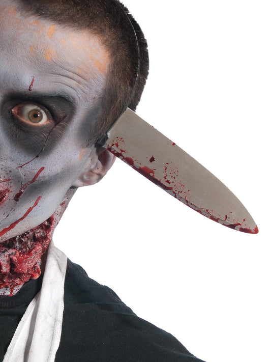 Zombie Kitchen Knife Through Head Halloween Costume Accessory