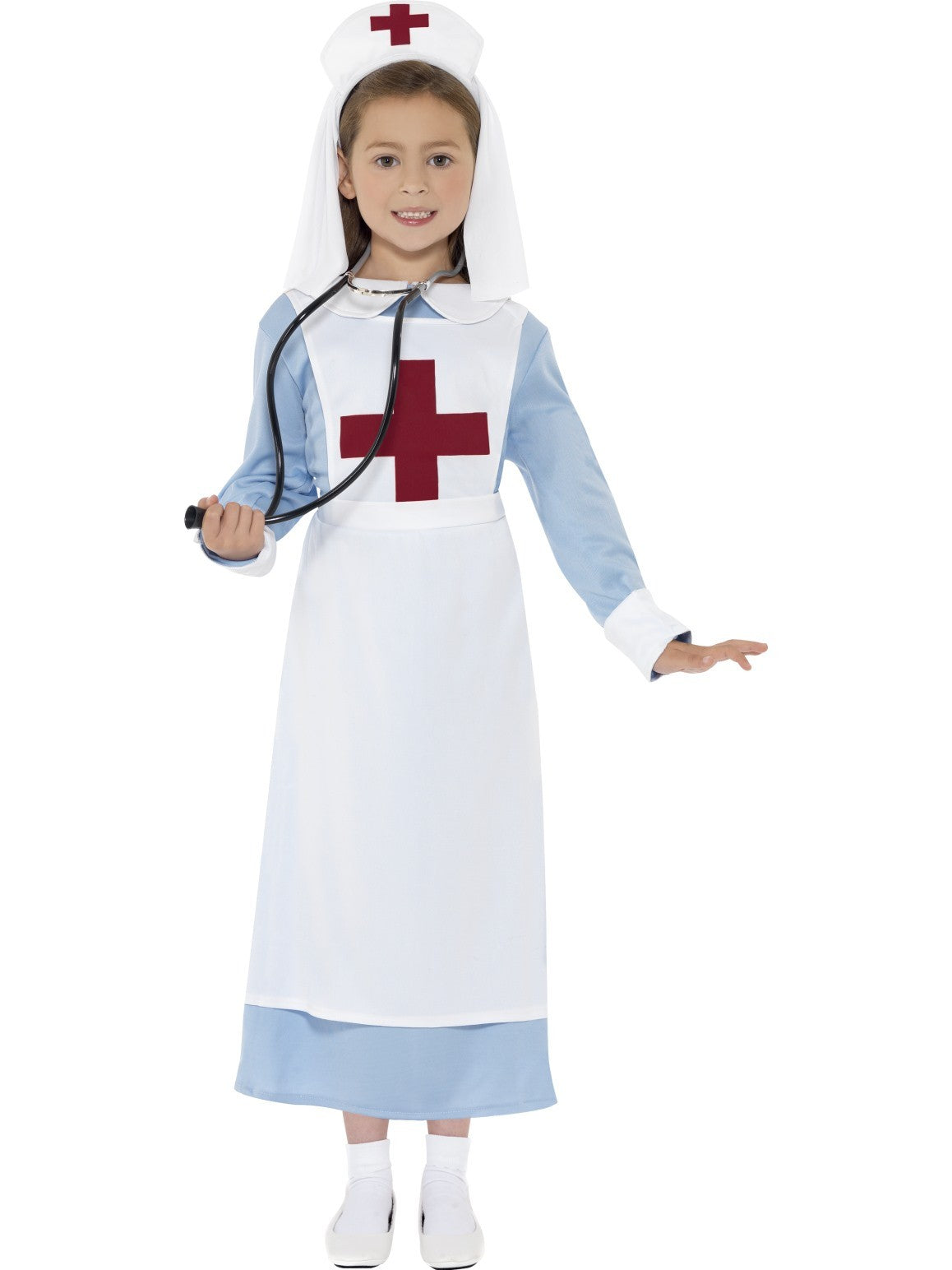 WW1 Nurse Girls Costume with Dress Apron and Headpiece