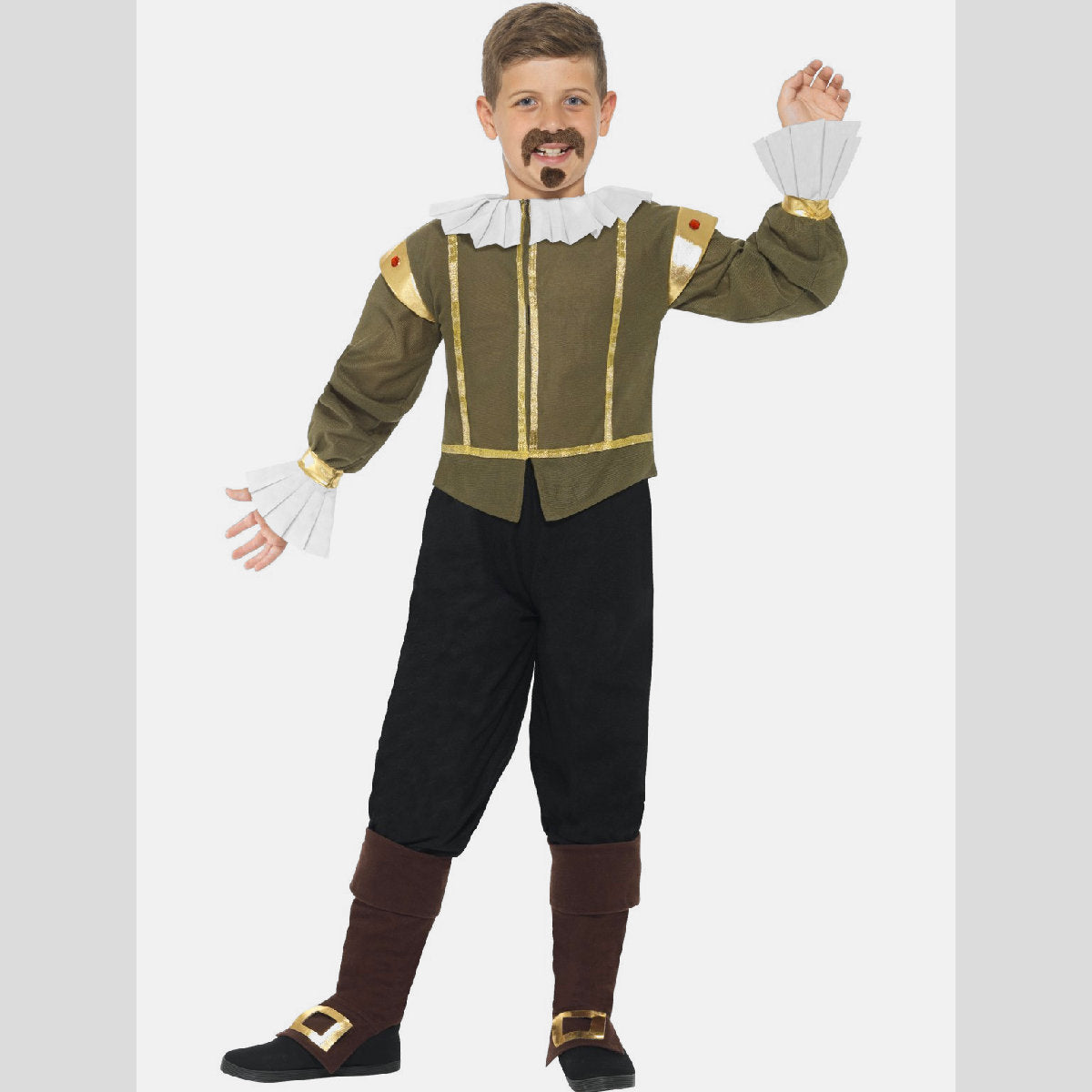 Shakespeare Boys Fancy Dress Costume with Moustache and Goatee