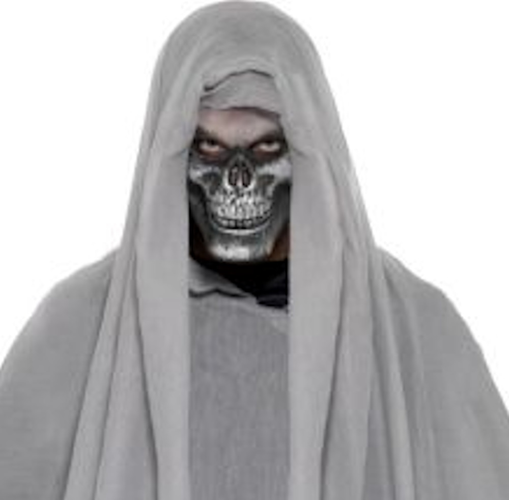 Grim Reaper Men's Costume, Grey, with Gown & Half Face Mask
