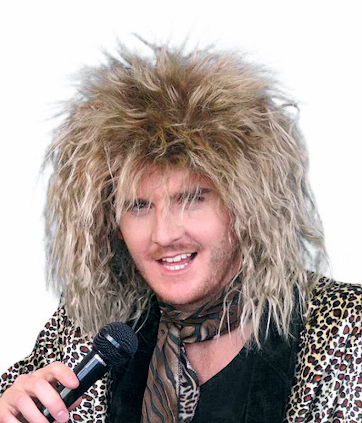 80's Bon Jovi Headbanger Rockstar Wig Men's Fancy Dress Costume Acceessory