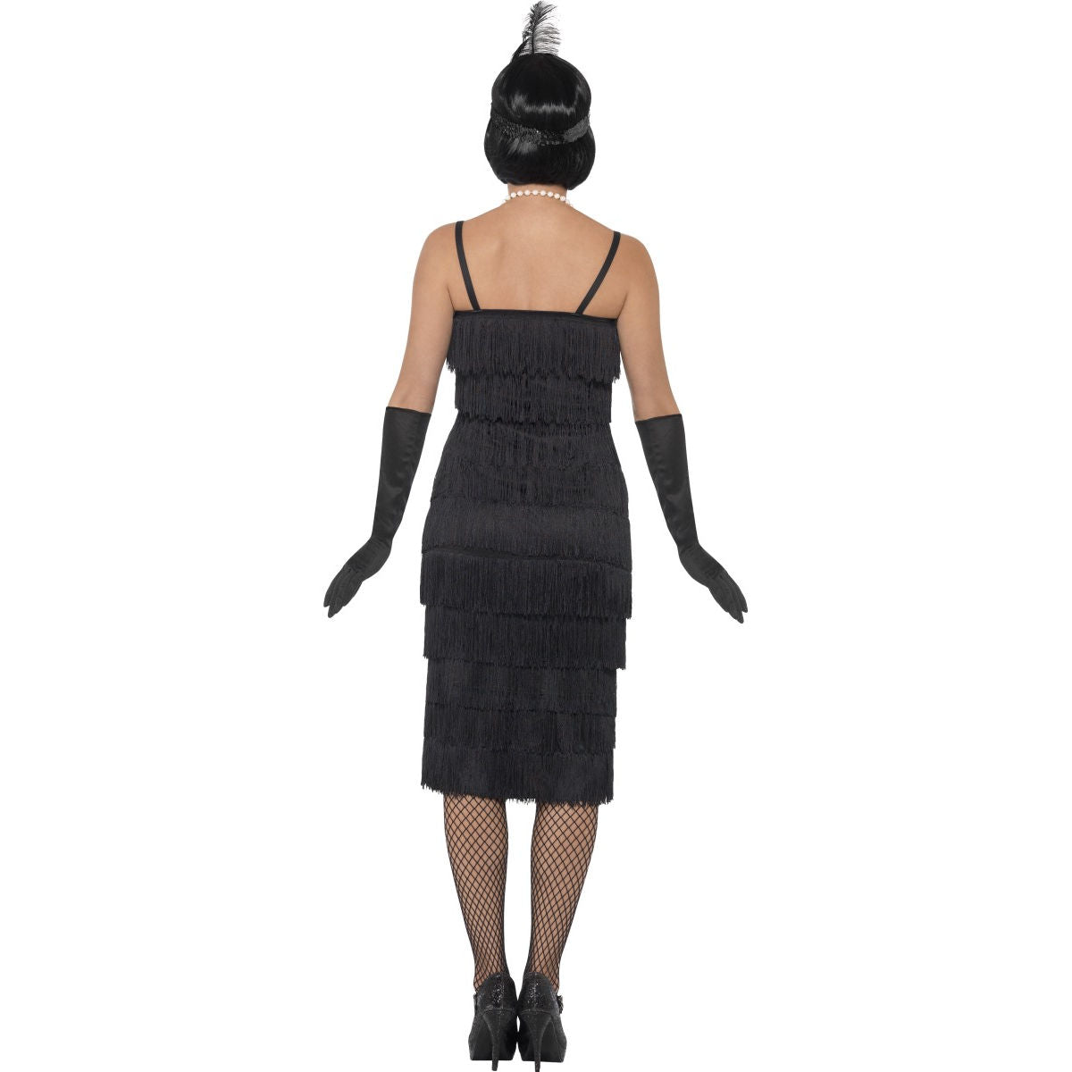 Black Glamour Gatsby Flapper Costume with Gloves and Headpiece
