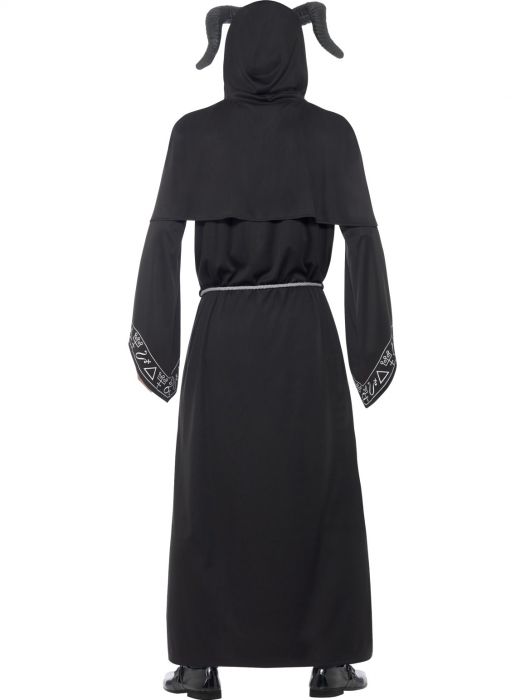 Cult Leader Costume, Black, with Robe, Belt & Latex Overhead Mask