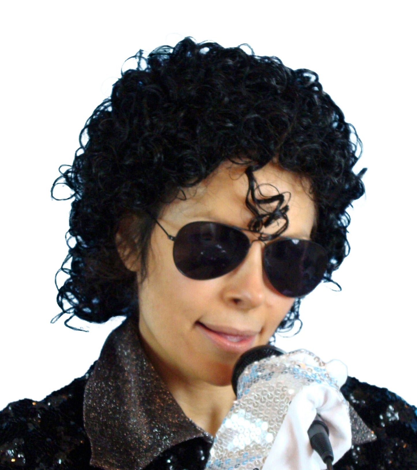 1980's Michael Jackson Wig Short Gel Curls Black Wig