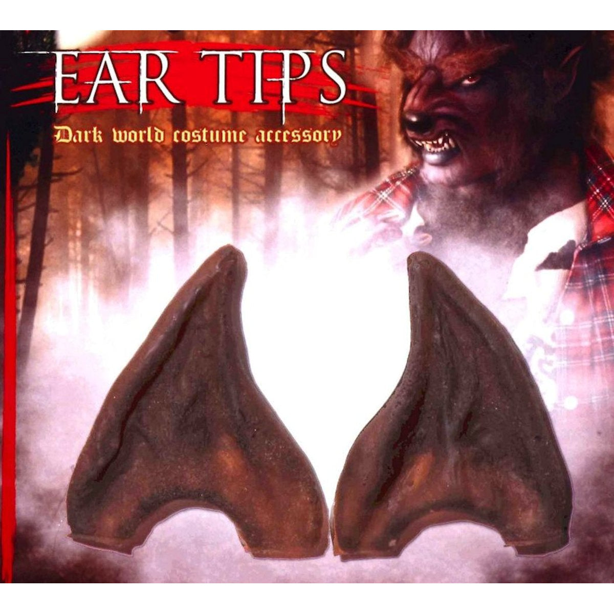 EAR TIPS Fake Werewolf Animal brown wolf fancy dress costume accessory makeup