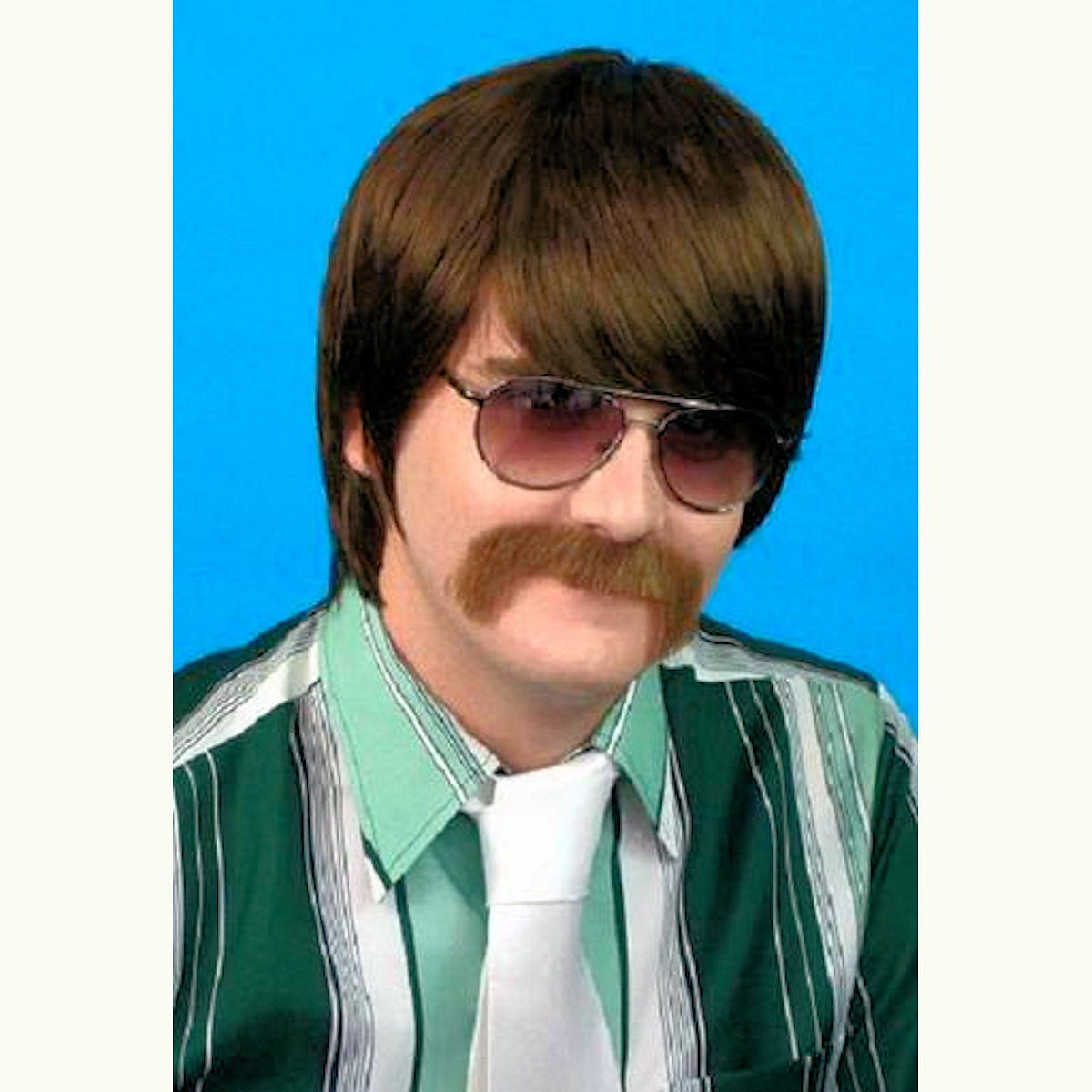 60's and 70's Mod Guy Brown Men's Costume Wig