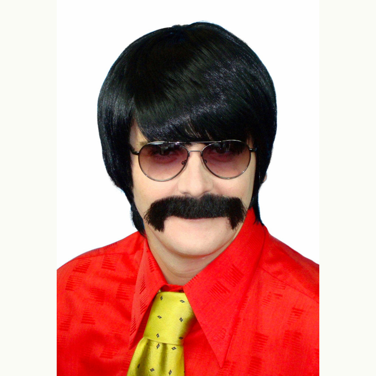 60's and 70's Mod Guy Black Men's Costume Wig