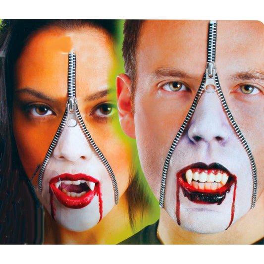 Horror Zipper Face Vampire Dracula Deluxe Makeup FX Kit Halloween Accessory