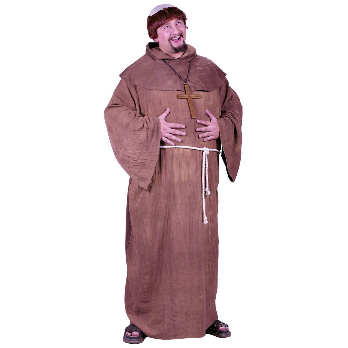 Plus Size Medieval Monk Priest Men's Costume with Wig