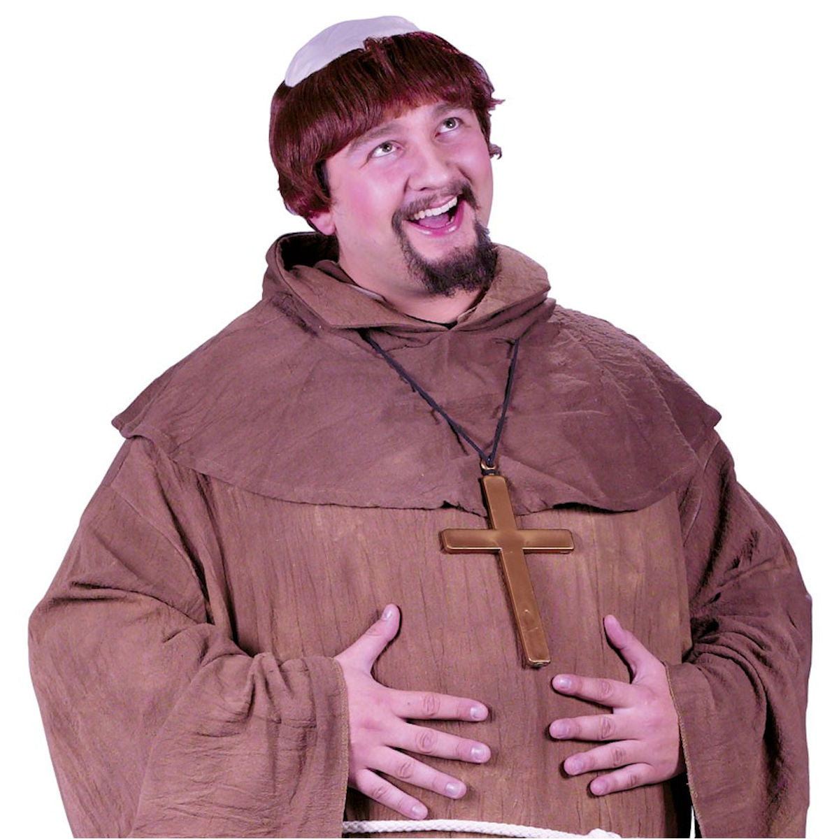 Plus Size Medieval Monk Priest Men's Costume with Wig