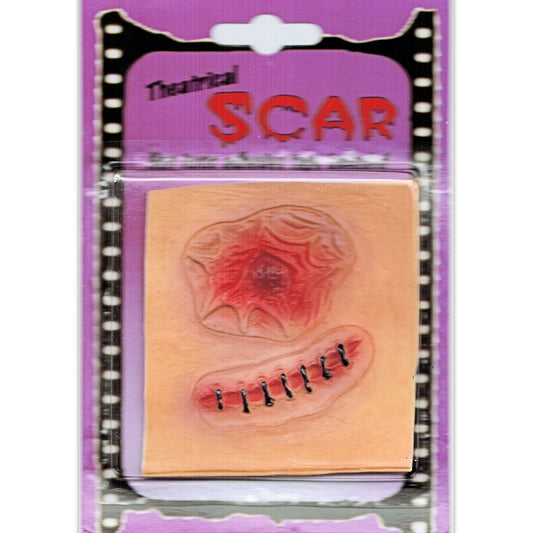 Open Wound & Stitch Latex Zombie Horror Scar Makeup Special FX Costume accessory