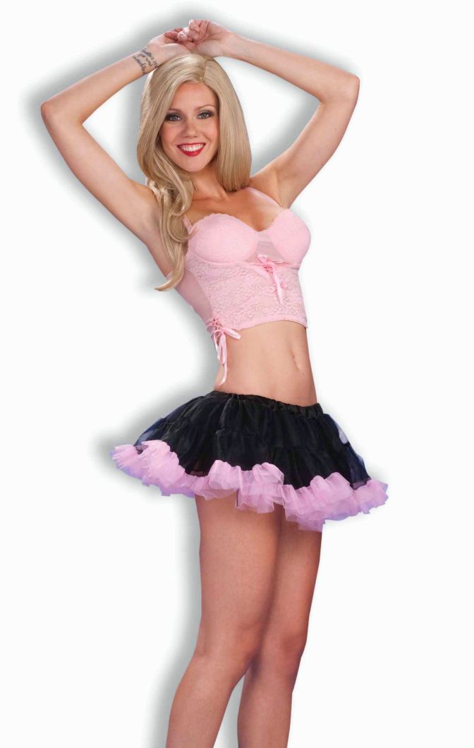 Micro Crinoline Petticoat Black & Pink 10"