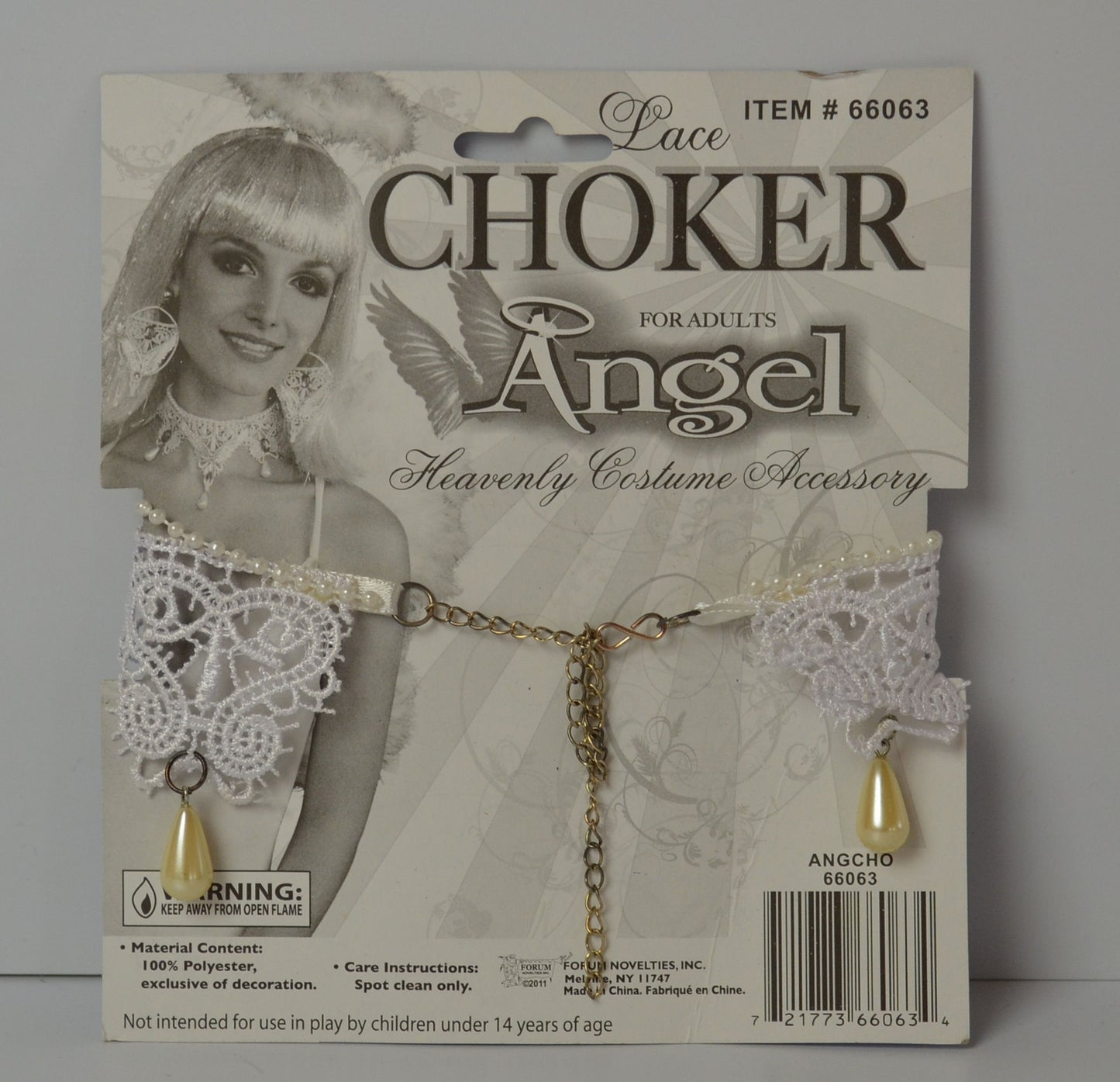 Choker White Lace Angel Necklace Women's fancy dress Costume Accessory