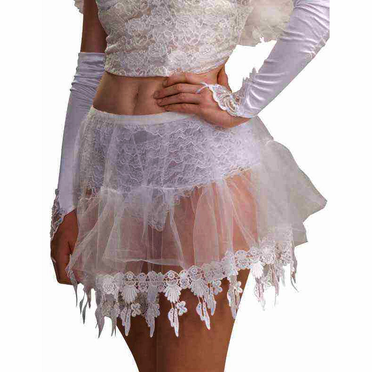 White Petticoat Angel Lace Edged Crinoline Women's Costume Accessory