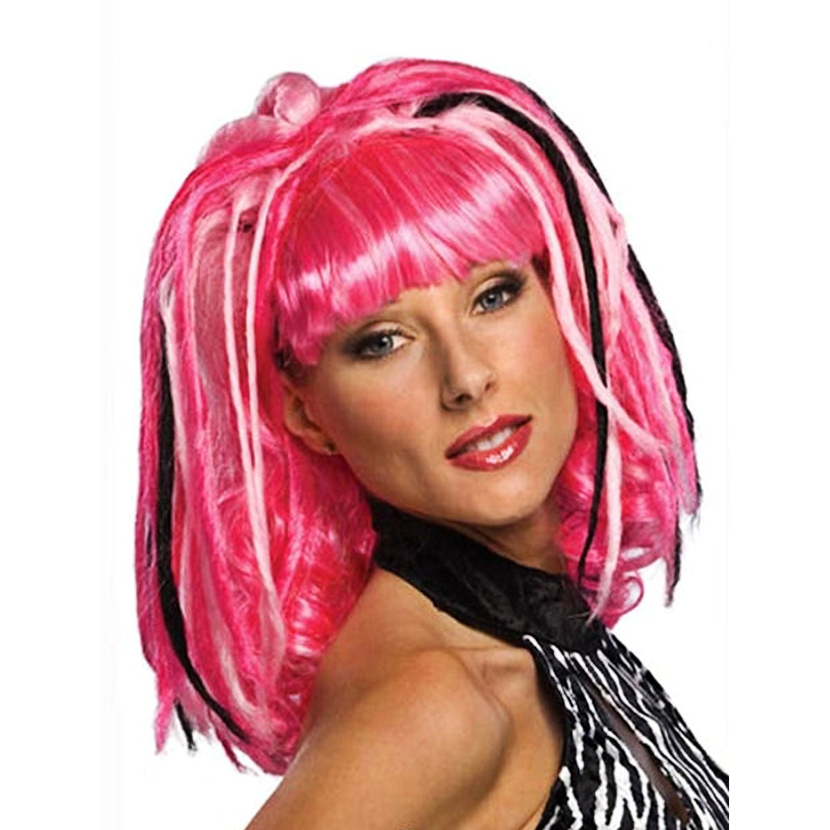 PINK Punk Rocker Women's Fancy Dress Costume Party WIG