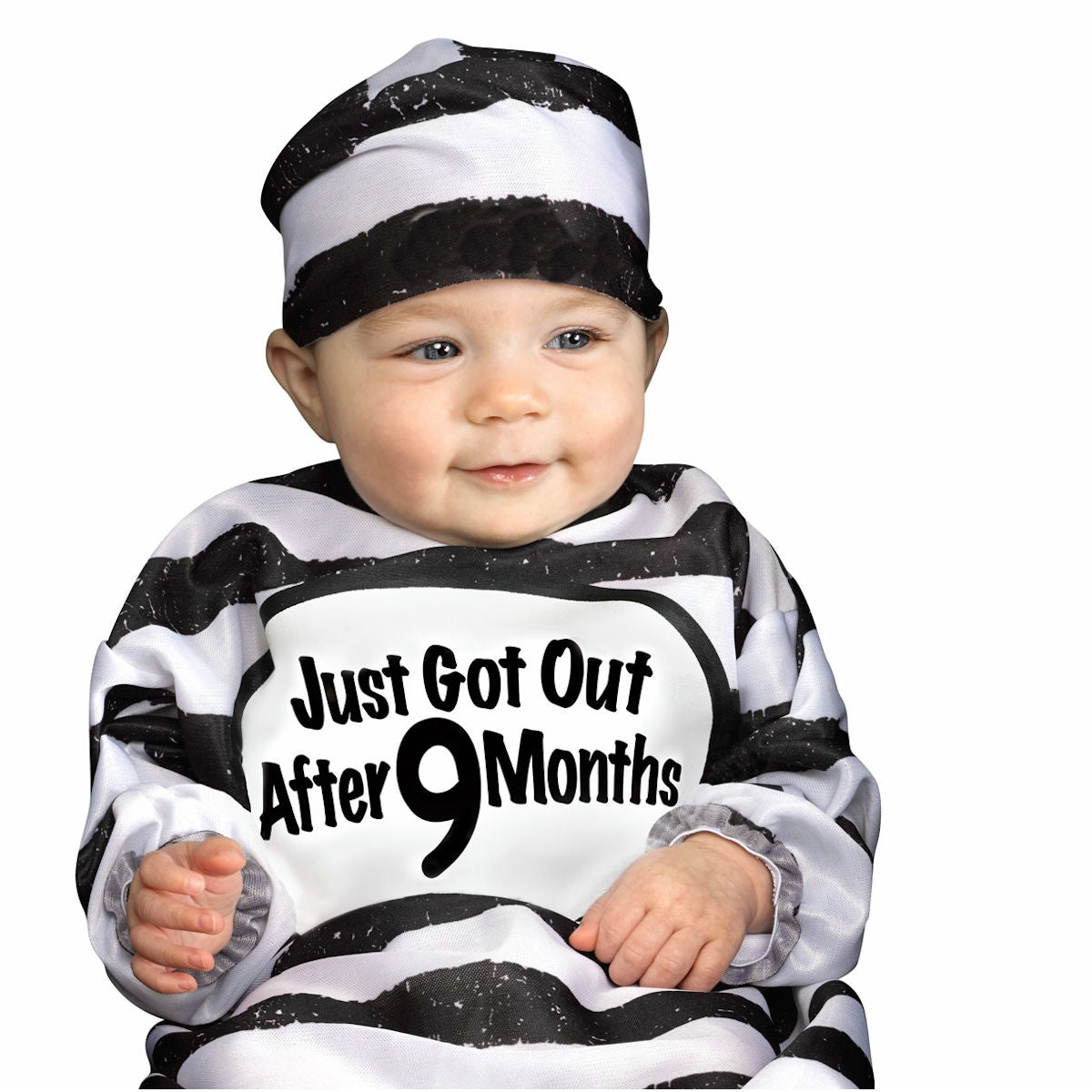 Time Out Tot Baby Child Infant Convict Fancy Dress Costume fits to 6 to 9 months